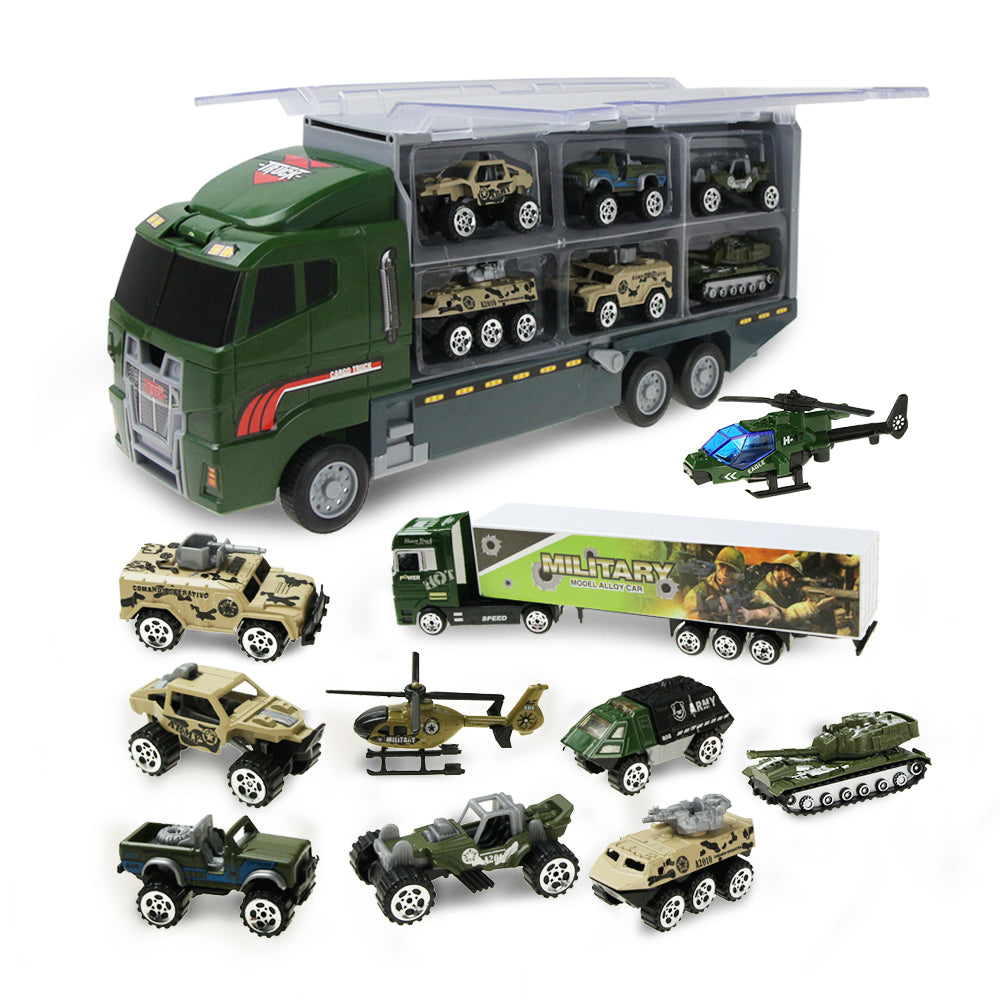 Jenilily Army Toys Cars for Boys Tank Military Truck Vehicle Mini Car Toys Carrier Truck Set for Toddlers Boys 3 4 5 6 Years Old