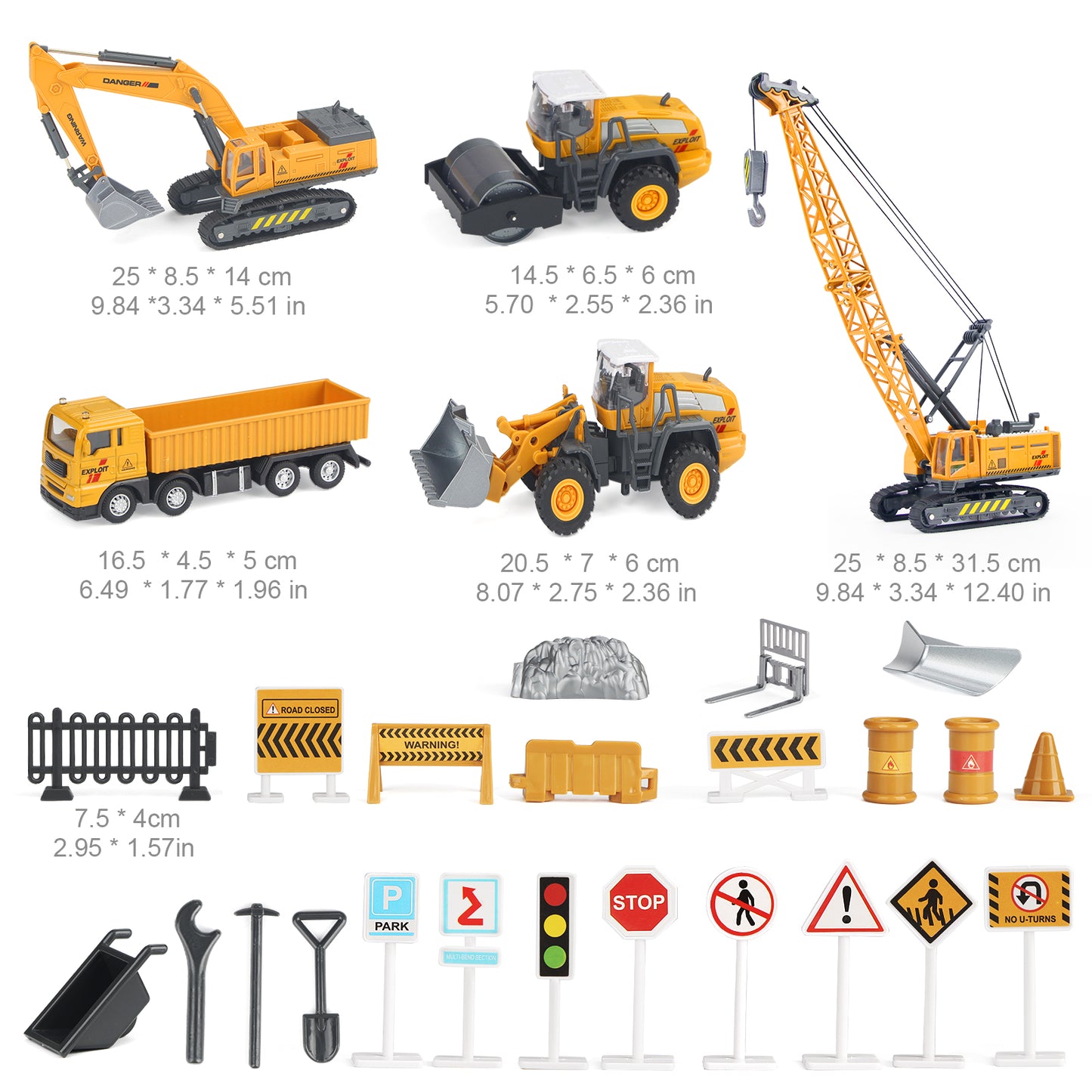 Jenilily Construction Toy Vehicle Set with Play Mat, Engineering Car Crane Excavator Forklift Bulldozer Dump Truck for 3 4 5 6 Years Old Toddlers Kids Boys