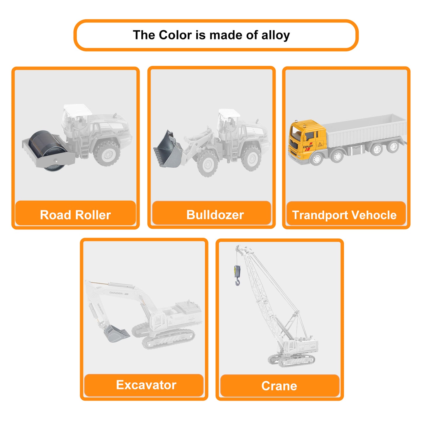 Jenilily Construction Toy Vehicle Set with Play Mat, Engineering Car Crane Excavator Forklift Bulldozer Dump Truck for 3 4 5 6 Years Old Toddlers Kids Boys