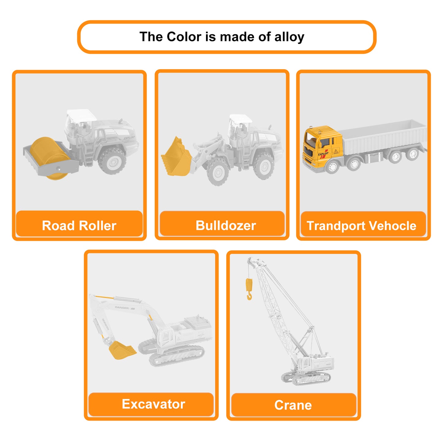 Jenilily Construction Toy Vehicle Set with Play Mat, Engineering Car Crane Excavator Forklift Bulldozer Dump Truck for 3 4 5 6 Years Old Toddlers Kids Boys