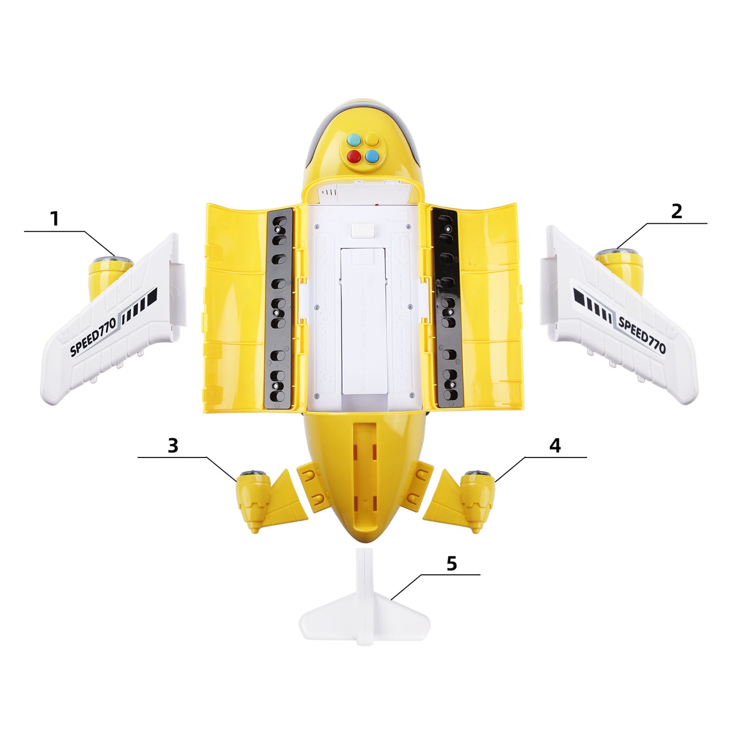 Jenilily Construction Toy Cars, Excavator Crane Mini Electronic Cargo Airplane Play Vehicles, Light & Sound Trucks for 3 4 5 Years Old Boys Kids