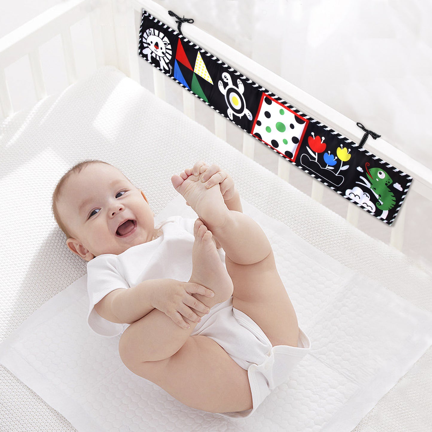 Jenilily High Contrast Soft Animal Cloth Book for Baby Infant Tummy Time Mirror Baby Black and White Book Crib Toys for 0-3-6 Months Boys Girls Newborn