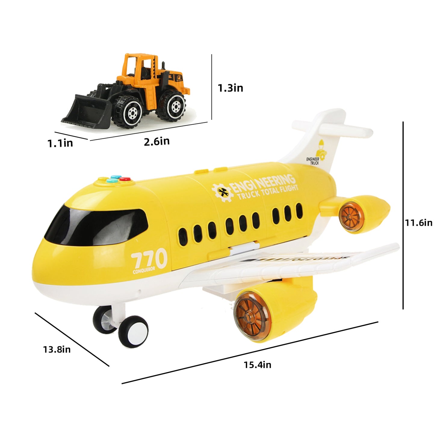 Jenilily Construction Toy Cars, Excavator Crane Mini Electronic Cargo Airplane Play Vehicles, Light & Sound Trucks for 3 4 5 Years Old Boys Kids