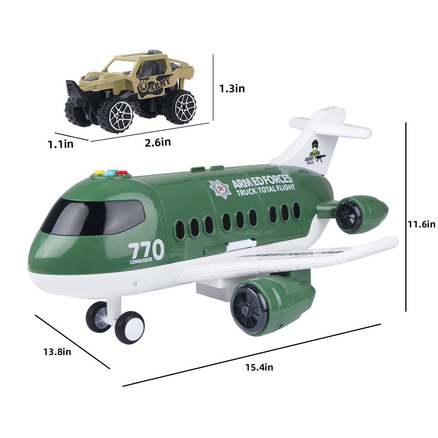 Jenilily Light & Sound Toys Set, Military Cargo Airplane with Mini Cars Truck Set, Vehicles Playset for Kids Boys 3 4 5 Years Old