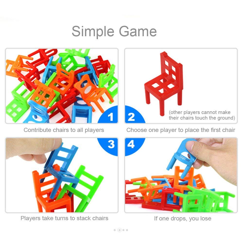 Jenilily Stacking Chairs Game Family Board Games for Kids (18 Chairs Toys Set)